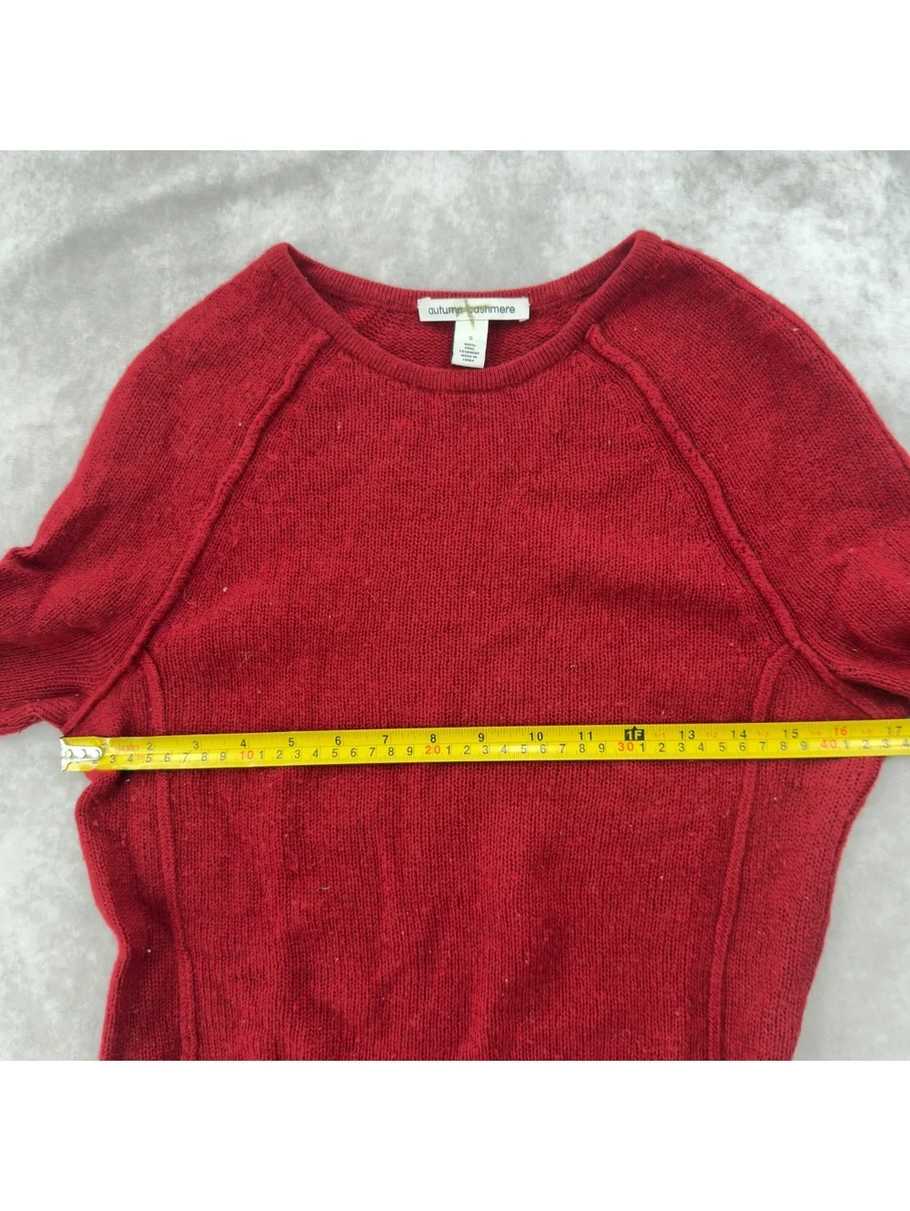 Autumn Cashmere Red 100% Pure Cashmere Crewneck Long Sleeve Sweater Small Y2K